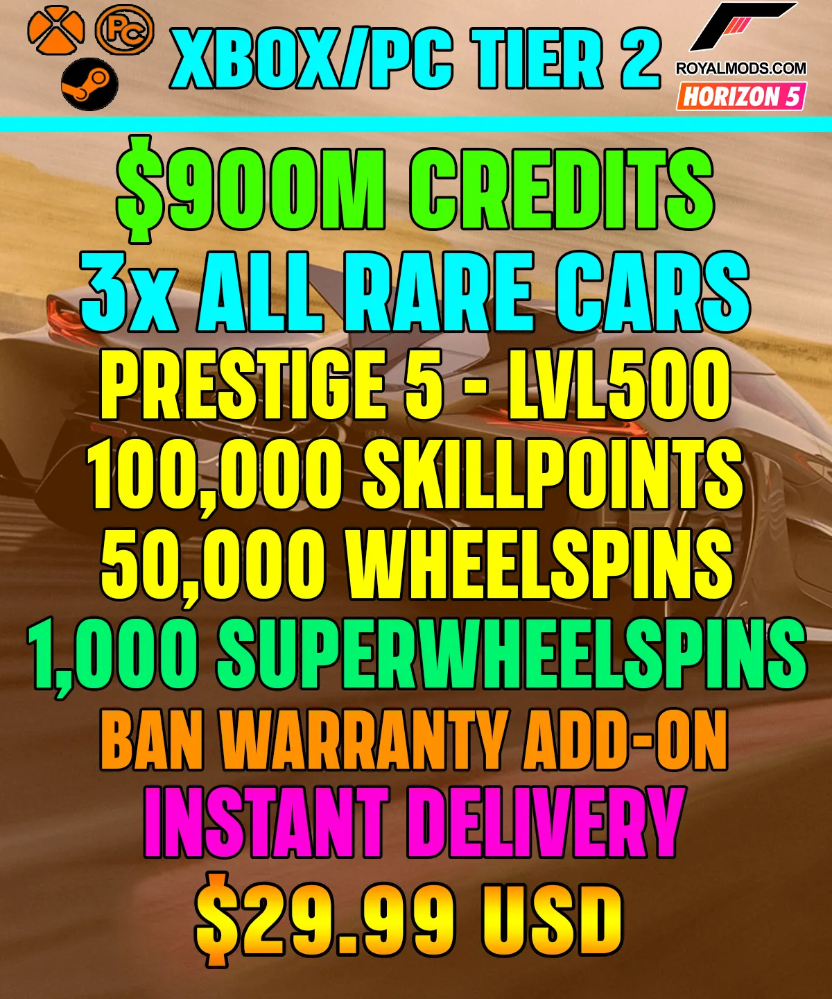 Forza Horizon 5 Modded Accounts
